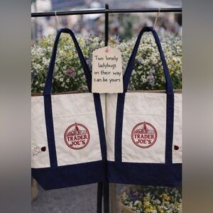 NWT Embroidered Trader Joe’s Canvas Tote | Boho Reusable Market Bag | Gift Idea